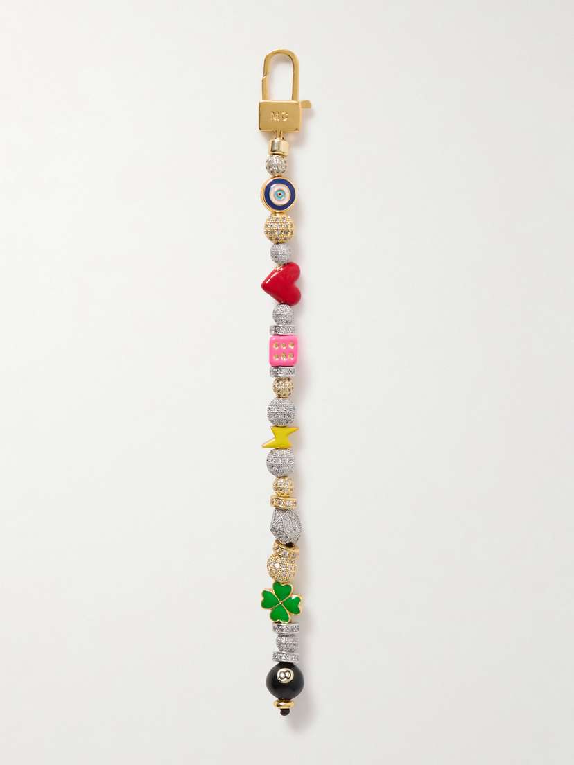 Martha Calvo Good Luck Gold- And Silver-tone, Crystal And Enamel Bag Charm