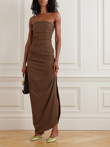 SIR. Florent strapless ruched crepe de chine gown