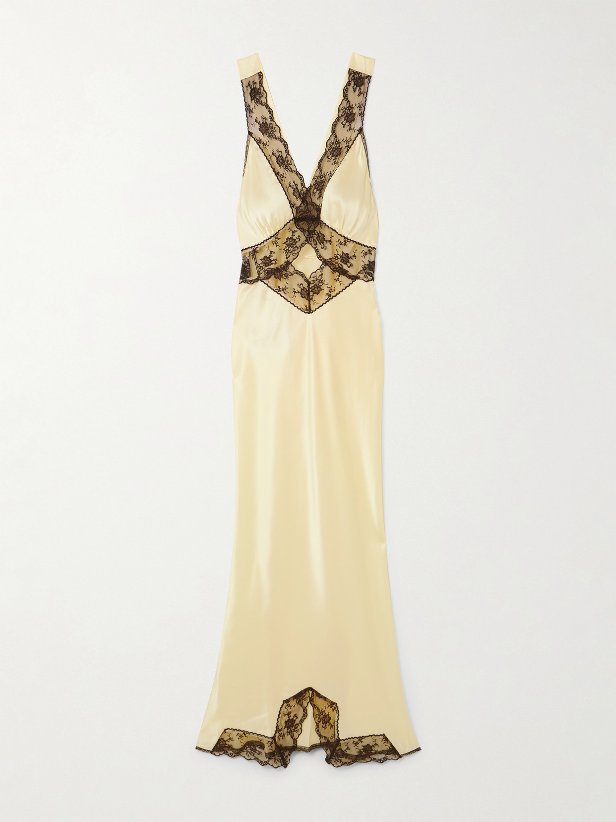 Sir Willa Lace-trimmed Cutout Silk Maxi Dress In Yellow