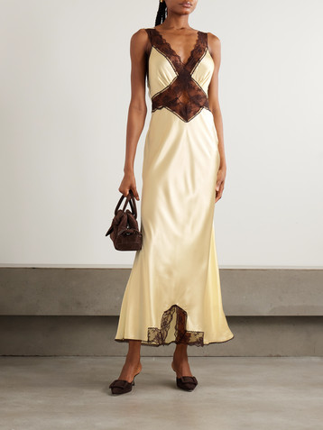 SIR. Willa lace-trimmed cutout silk maxi dress