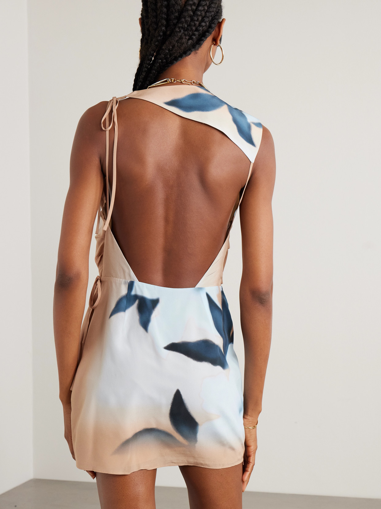 Sir Open-back Silk Crepe De Chine Mini Dress In Multi