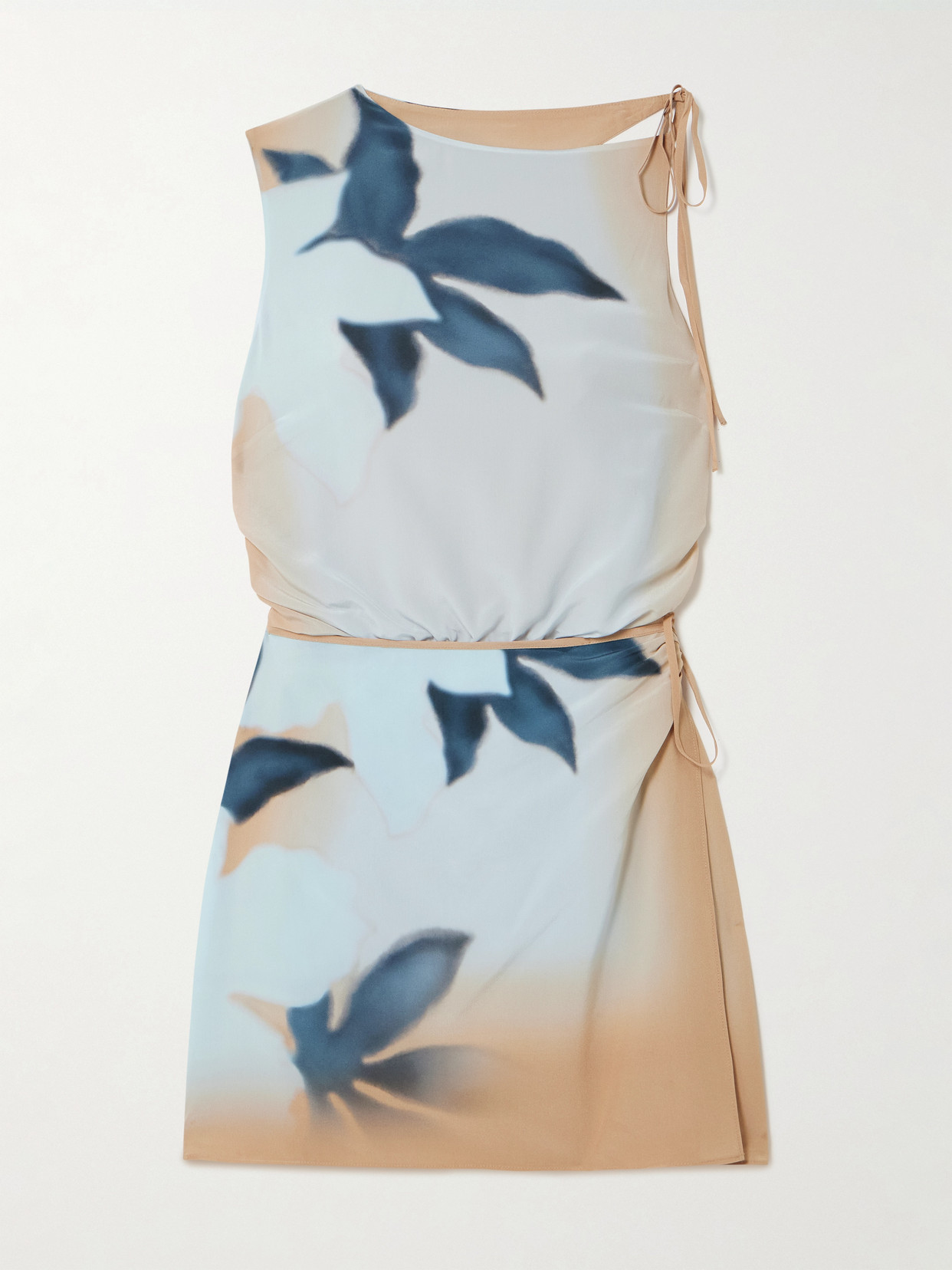 Sir Open-back Silk Crepe De Chine Mini Dress In Blue