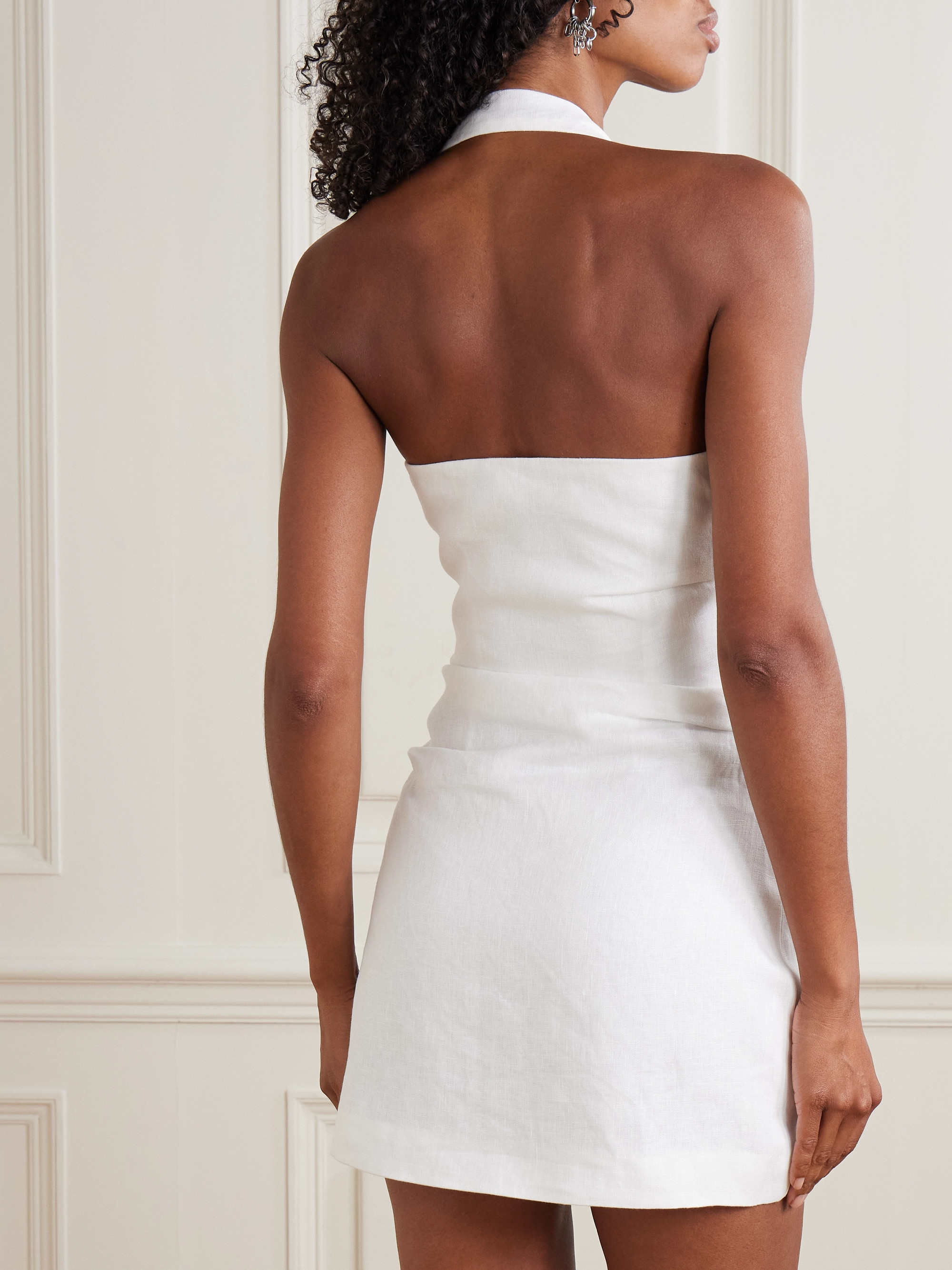 SIR. - Noemi ruched linen halterneck mini dress | Plush