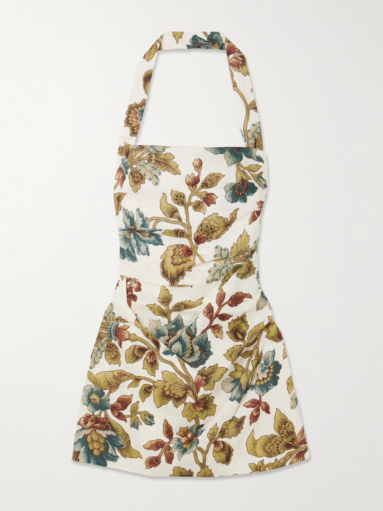 Sir Floral-print Linen Halterneck Mini Dress In Sand