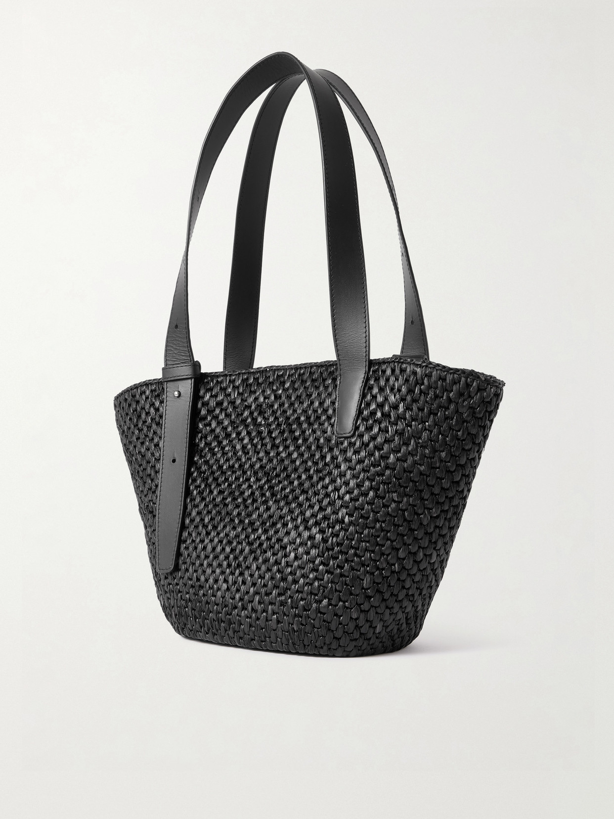 Lié Studio - The Bianca Small Leather-Trimmed Raffia Tote