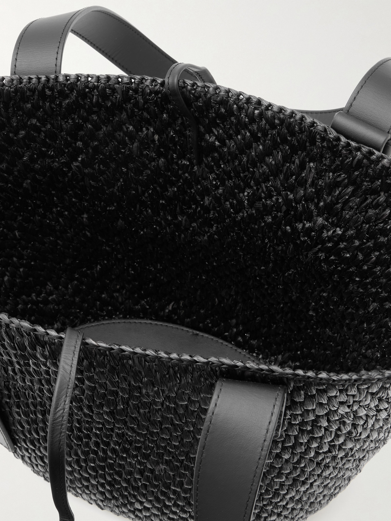 Lié Studio - The Bianca Small Leather-Trimmed Raffia Tote