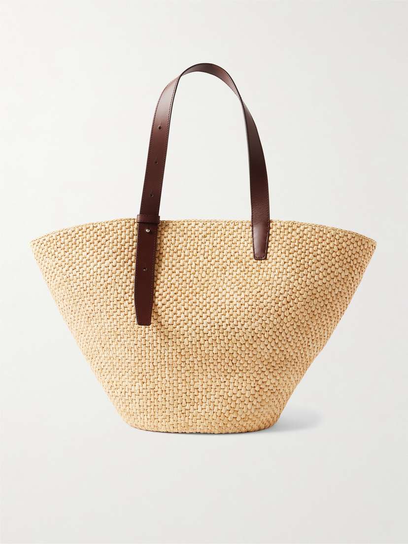LIÉ STUDIO Bianca Large Leather-trimmed Raffia Tote