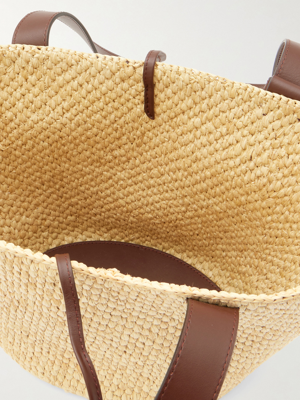 Lié Studio - The Bianca Small Leather-Trimmed Raffia Tote