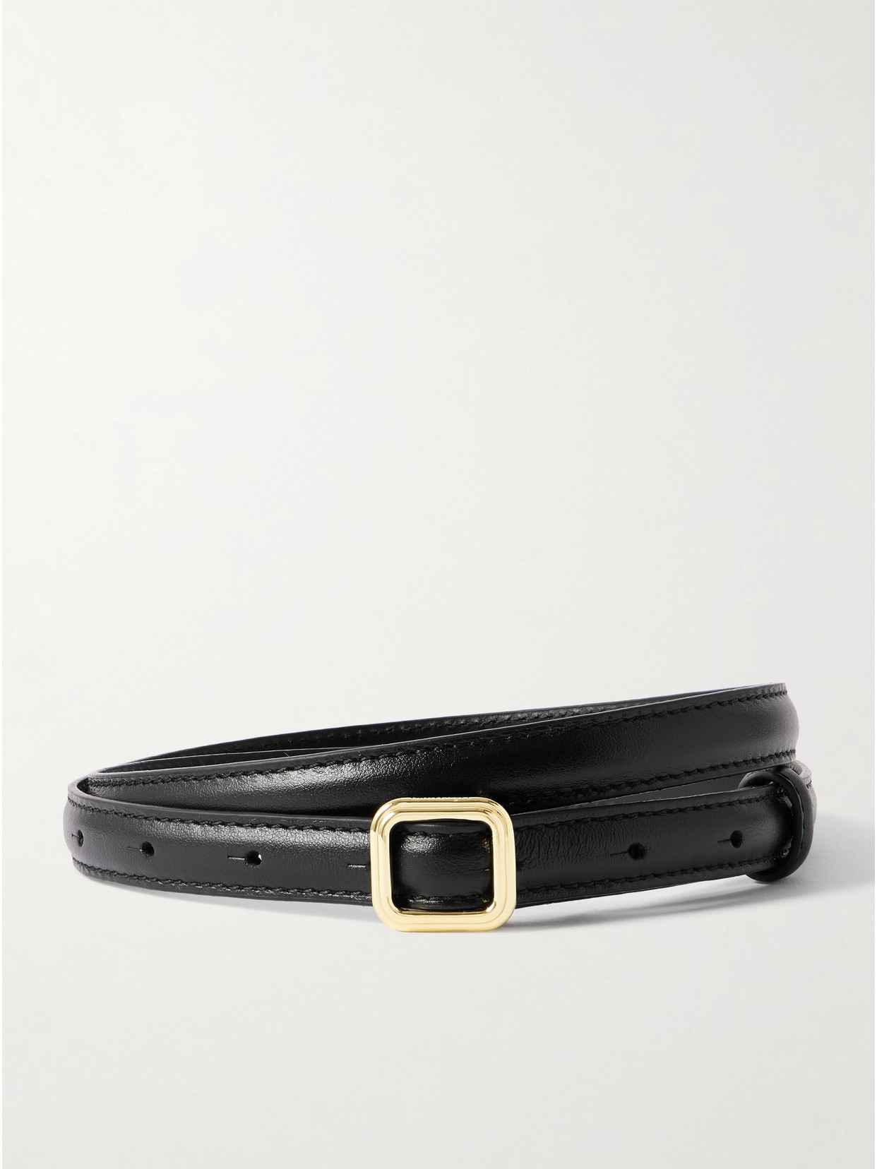 Lie Studio The Georgia Slim Leather Belt In Black