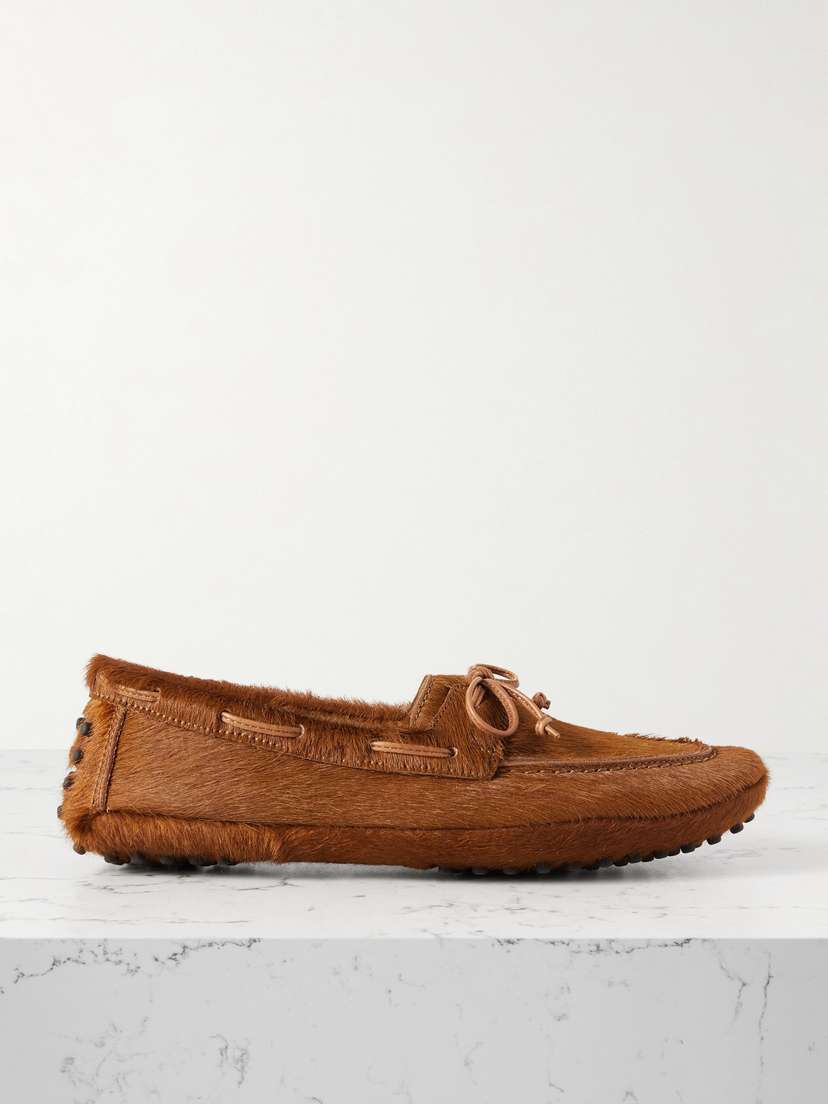 Le Monde Béryl Driver Leather-trimmed Calf Hair Loafers