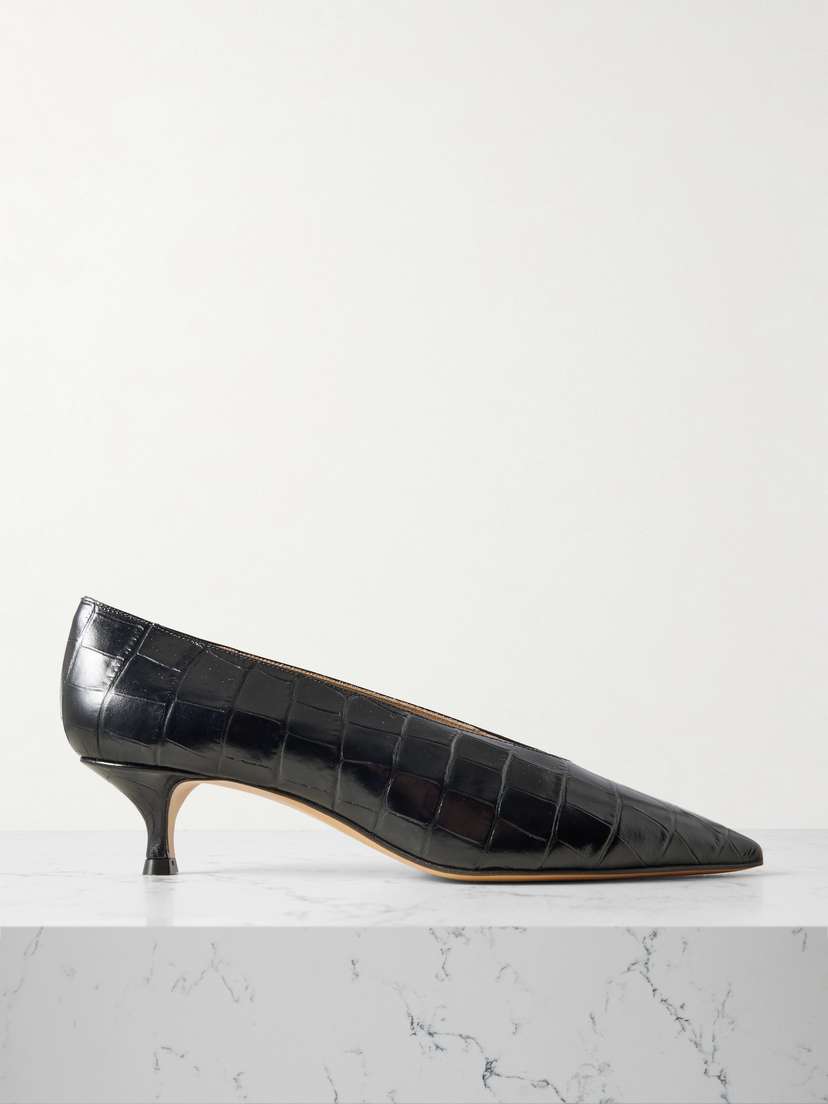 Le Monde Béryl Babouche Croc-effect Leather Pumps