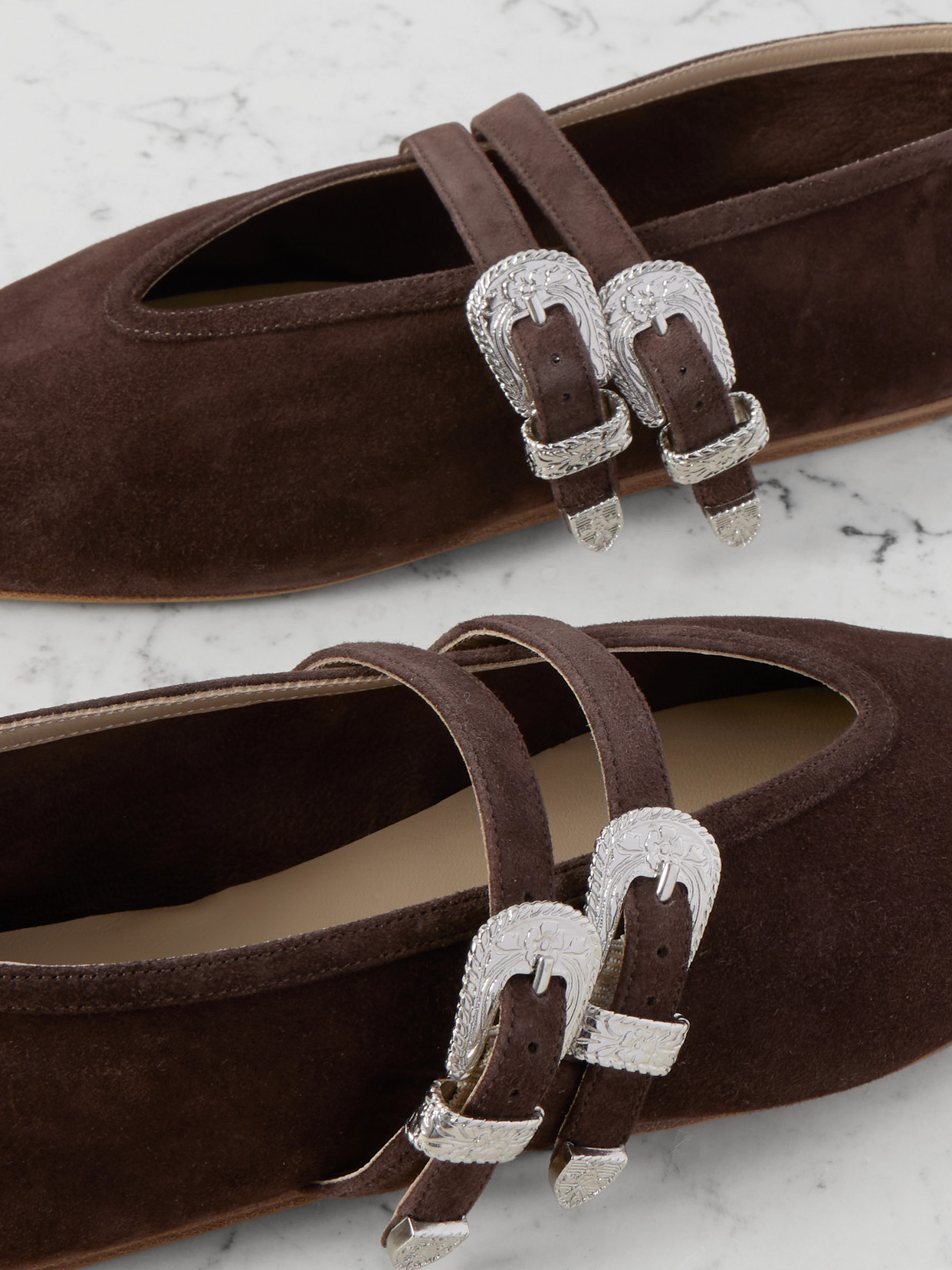 Le Monde Beryl Claudia Suede Mary-jane Ballet Flats In Brown