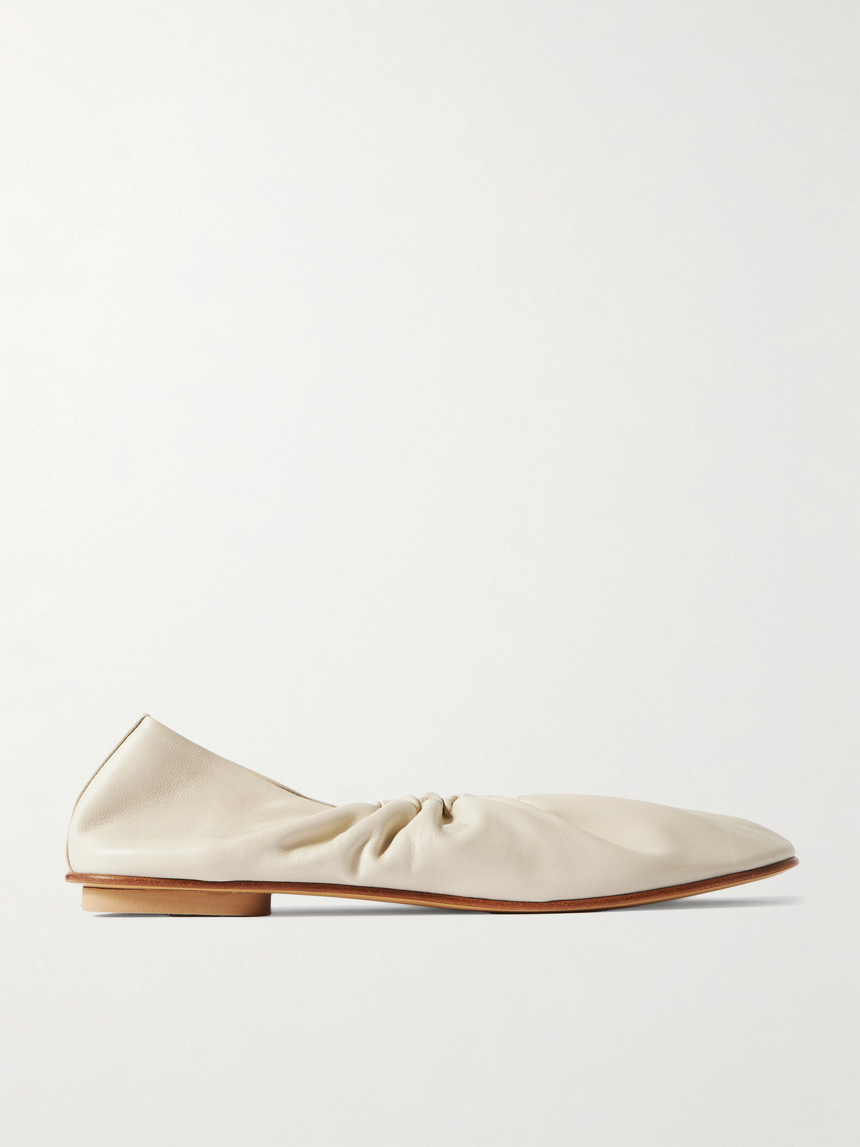 Le Monde Beryl Mica Gathered Leather Ballet Flats In Neutral