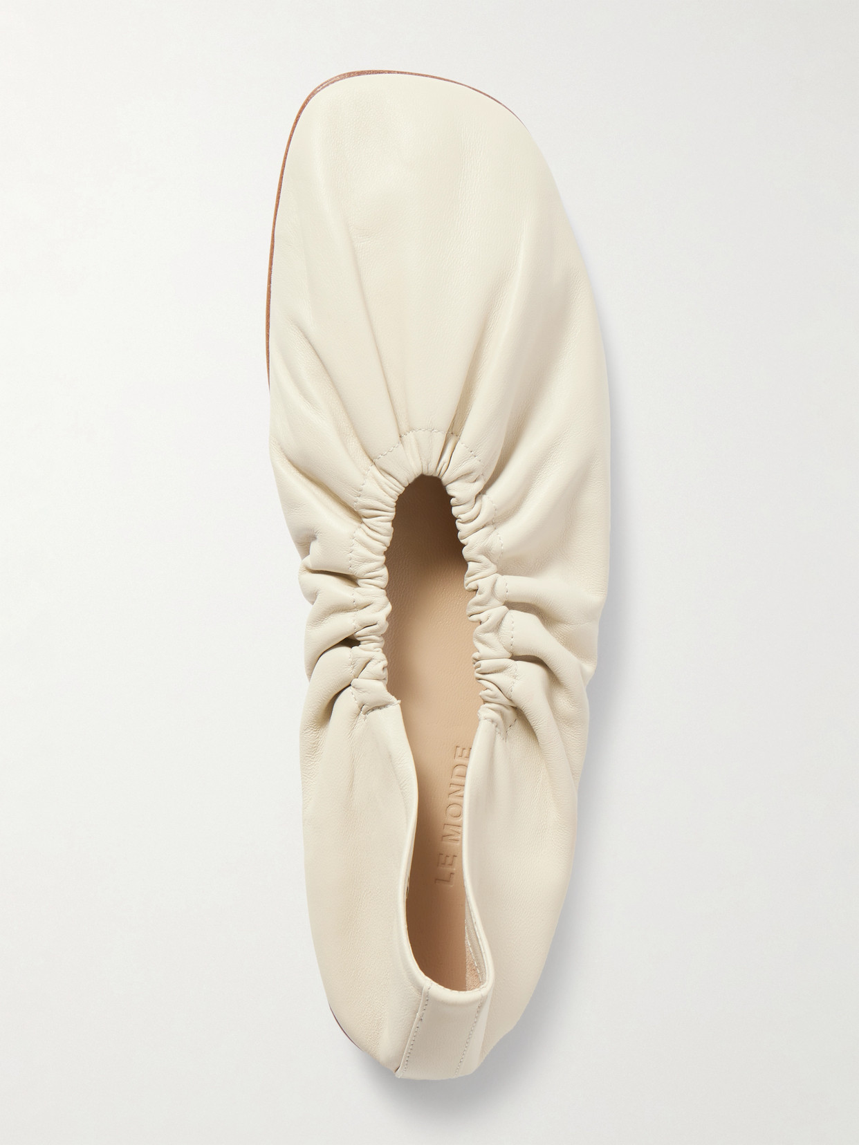 Le Monde Beryl Mica Gathered Leather Ballet Flats In Sand