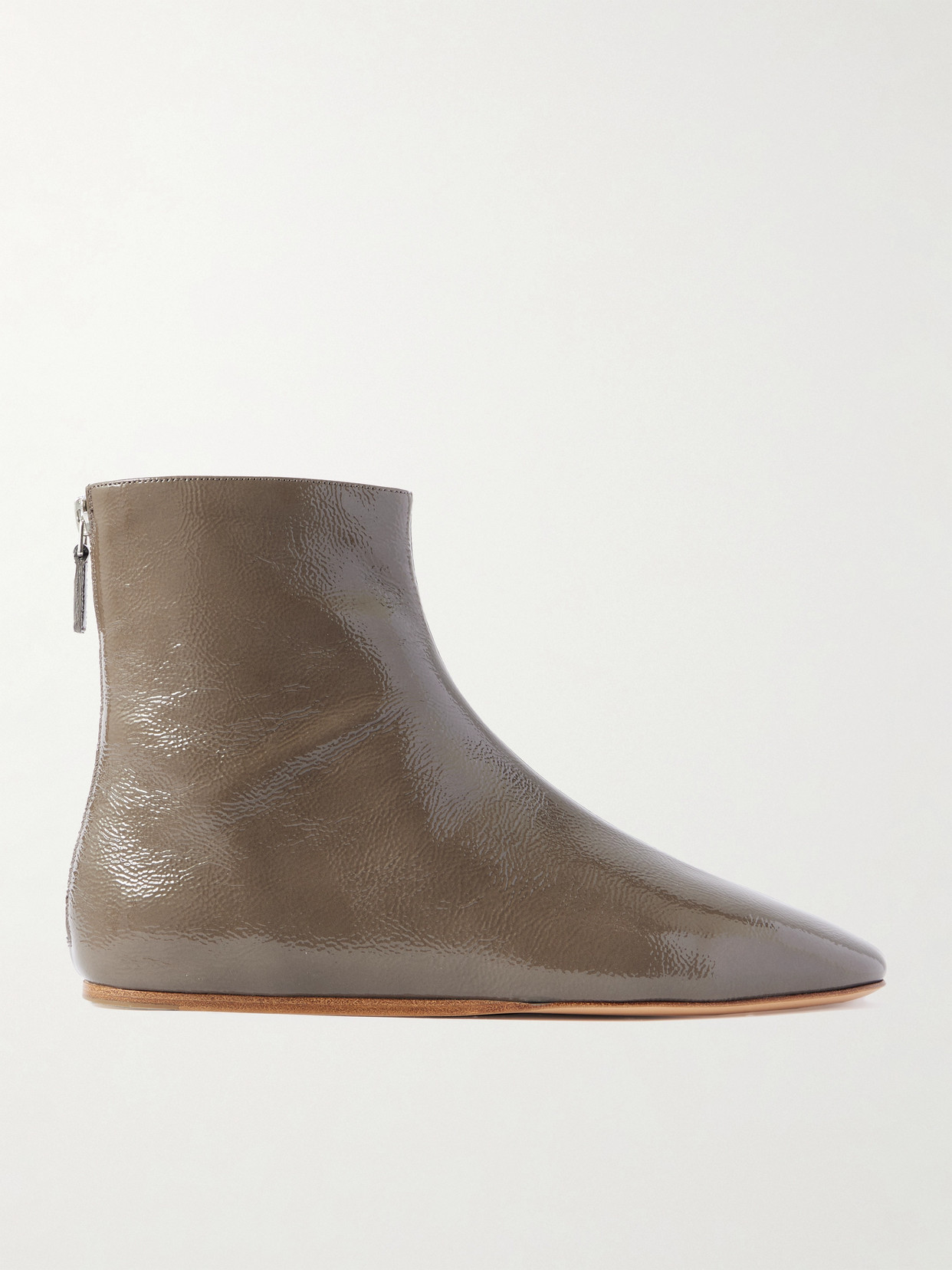 Le Monde Beryl Luna Glossed-leather Ankle Boots In Brown