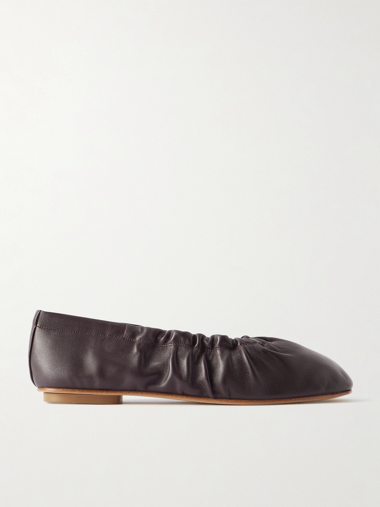 Le Monde Beryl Mica Gathered Leather Ballet Flats In Purple