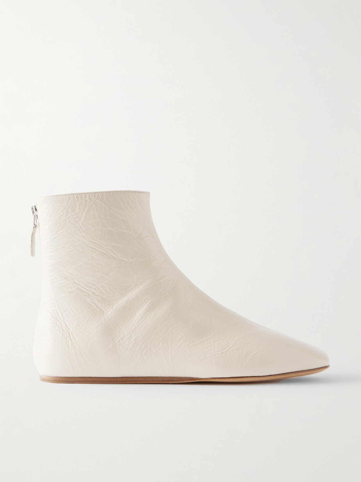 Le Monde Beryl Luna Glossed-leather Ankle Boots In Sand