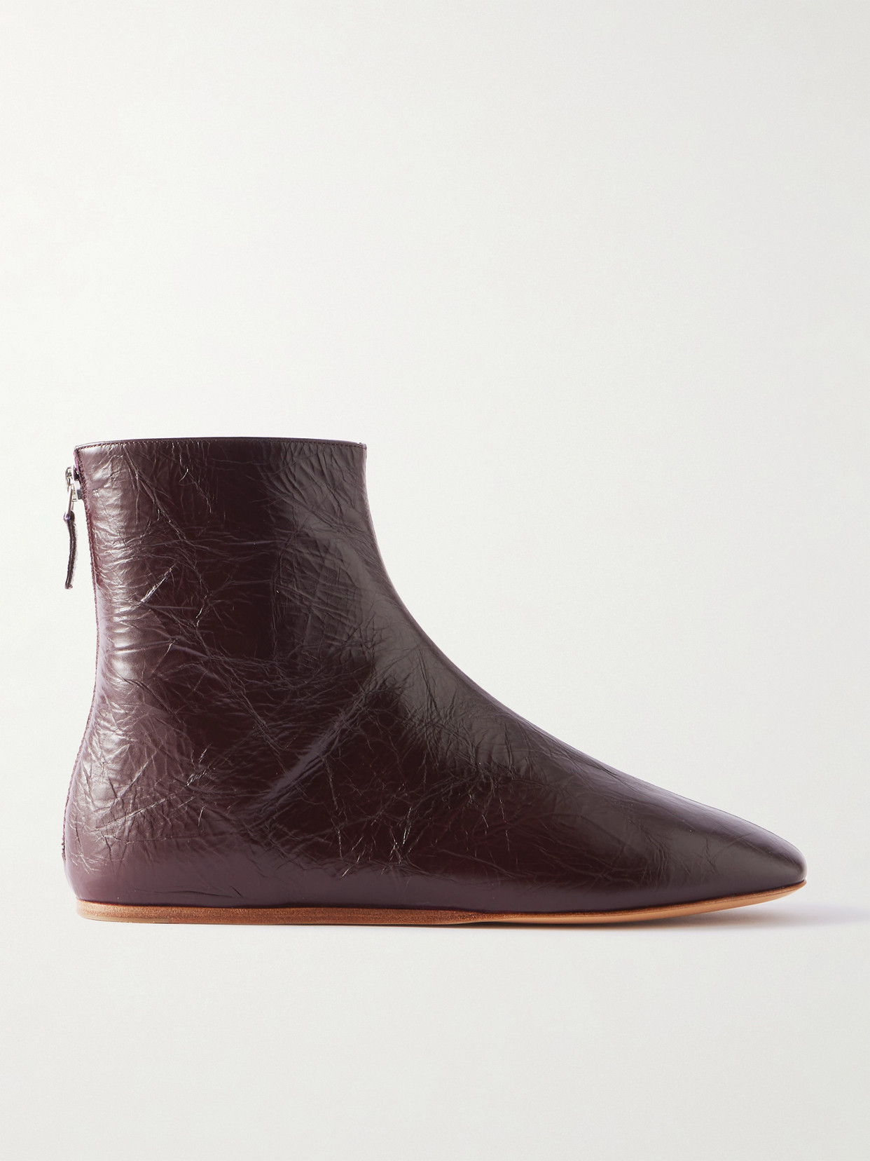 Le Monde Beryl Luna Crinkled-leather Ankle Boots In Burgundy
