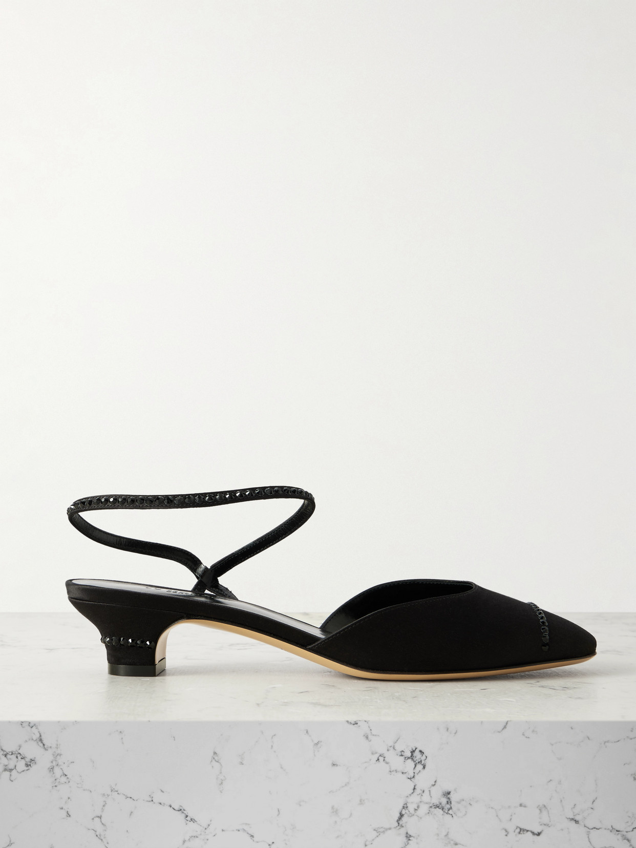 Le Monde Beryl Erika Crystal-embellished Satin Pumps In Black