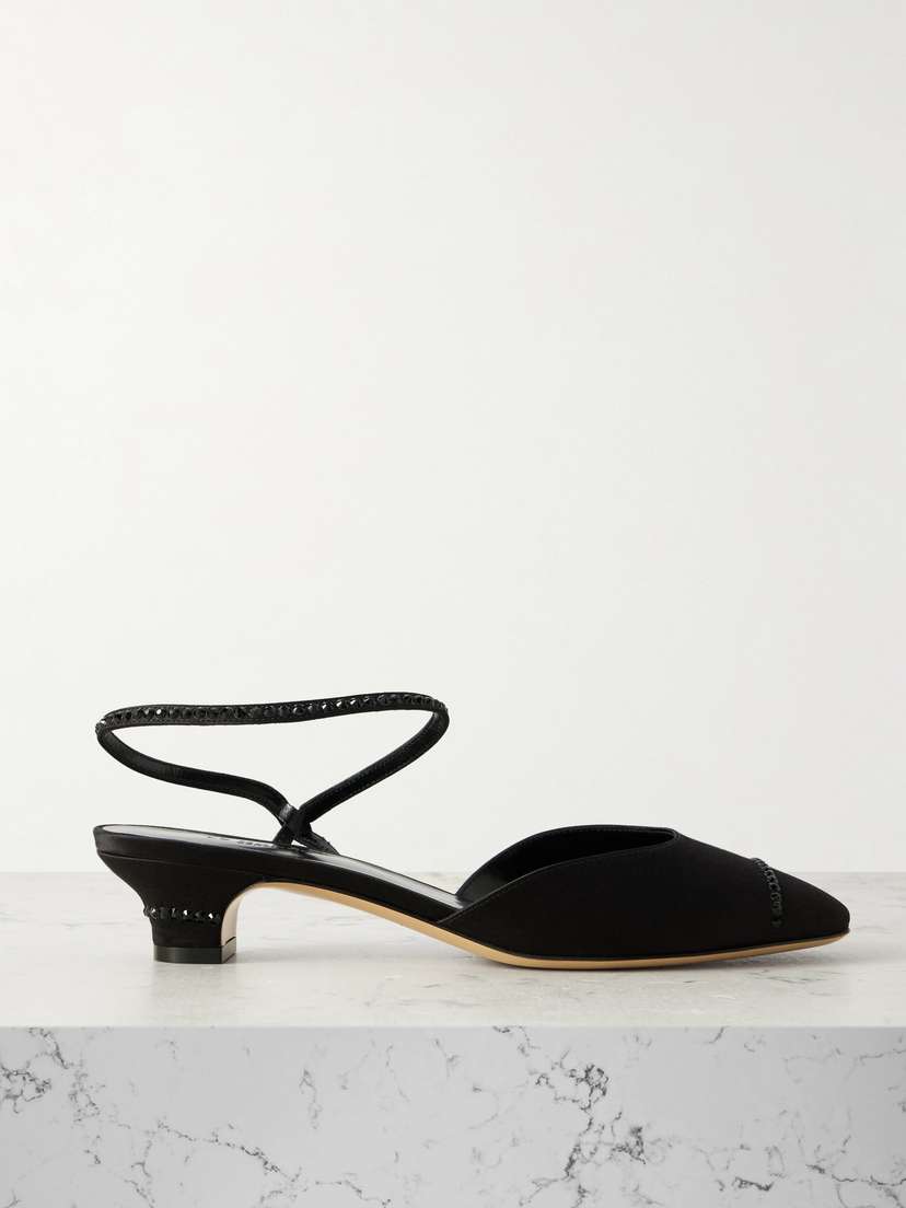 Le Monde Béryl Erika Crystal-embellished Satin Pumps