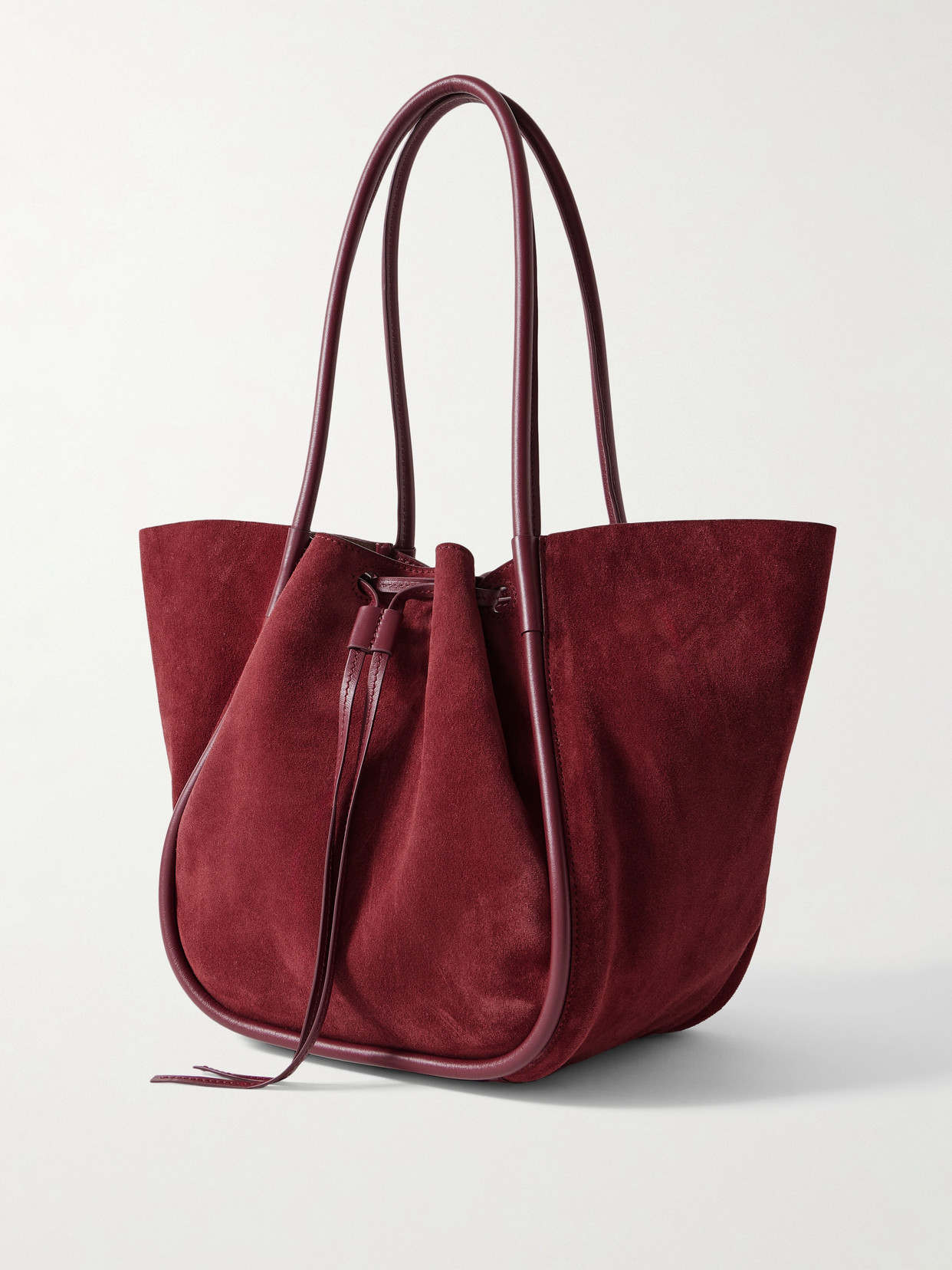 Proenza Schouler Large Leather-trimmed Ruched Suede Tote In Burgundy