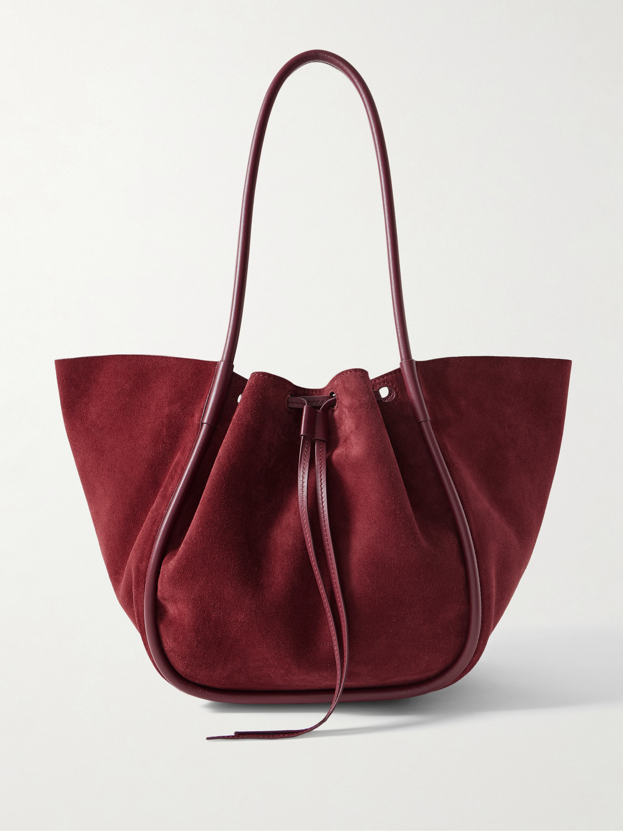 Proenza Schouler Large Leather-trimmed Ruched Suede Tote In Burgundy