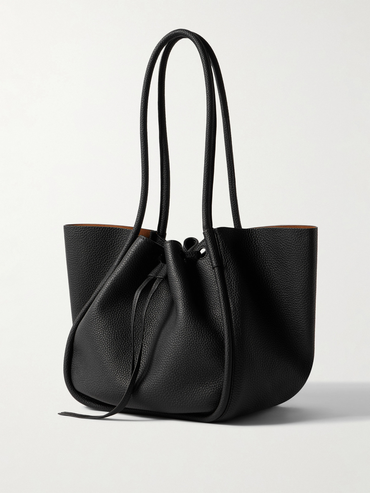Proenza Schouler Large Ruched Textured-leather Tote In Black