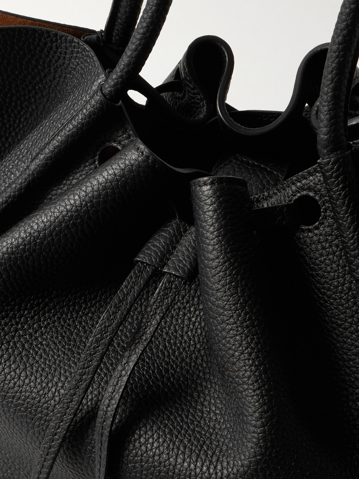 Proenza Schouler Large Ruched Textured-leather Tote In Black