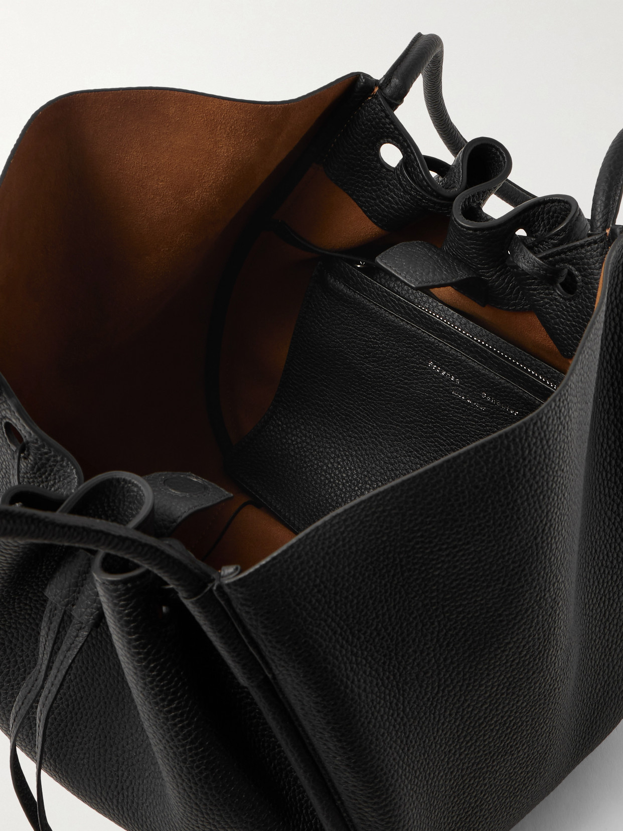 Proenza Schouler Large Ruched Textured-leather Tote In Black