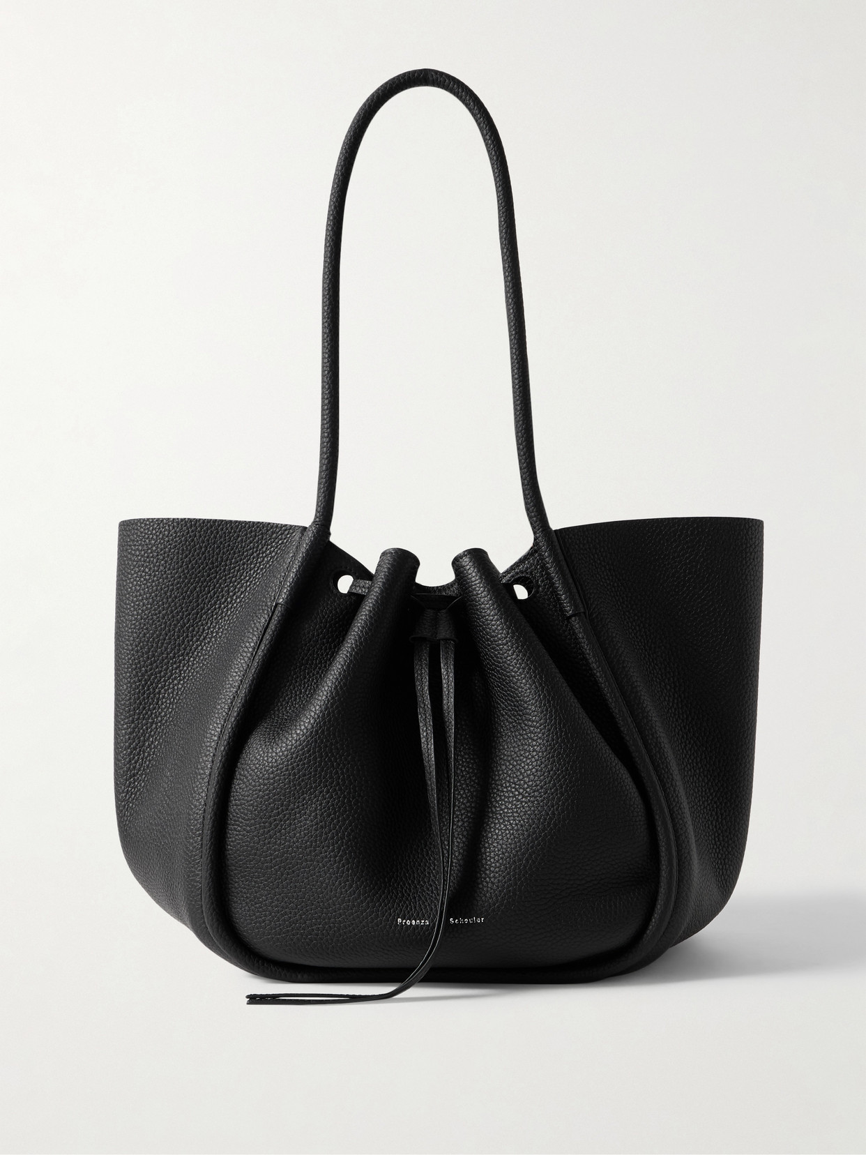 Proenza Schouler Large Ruched Textured-leather Tote In Black