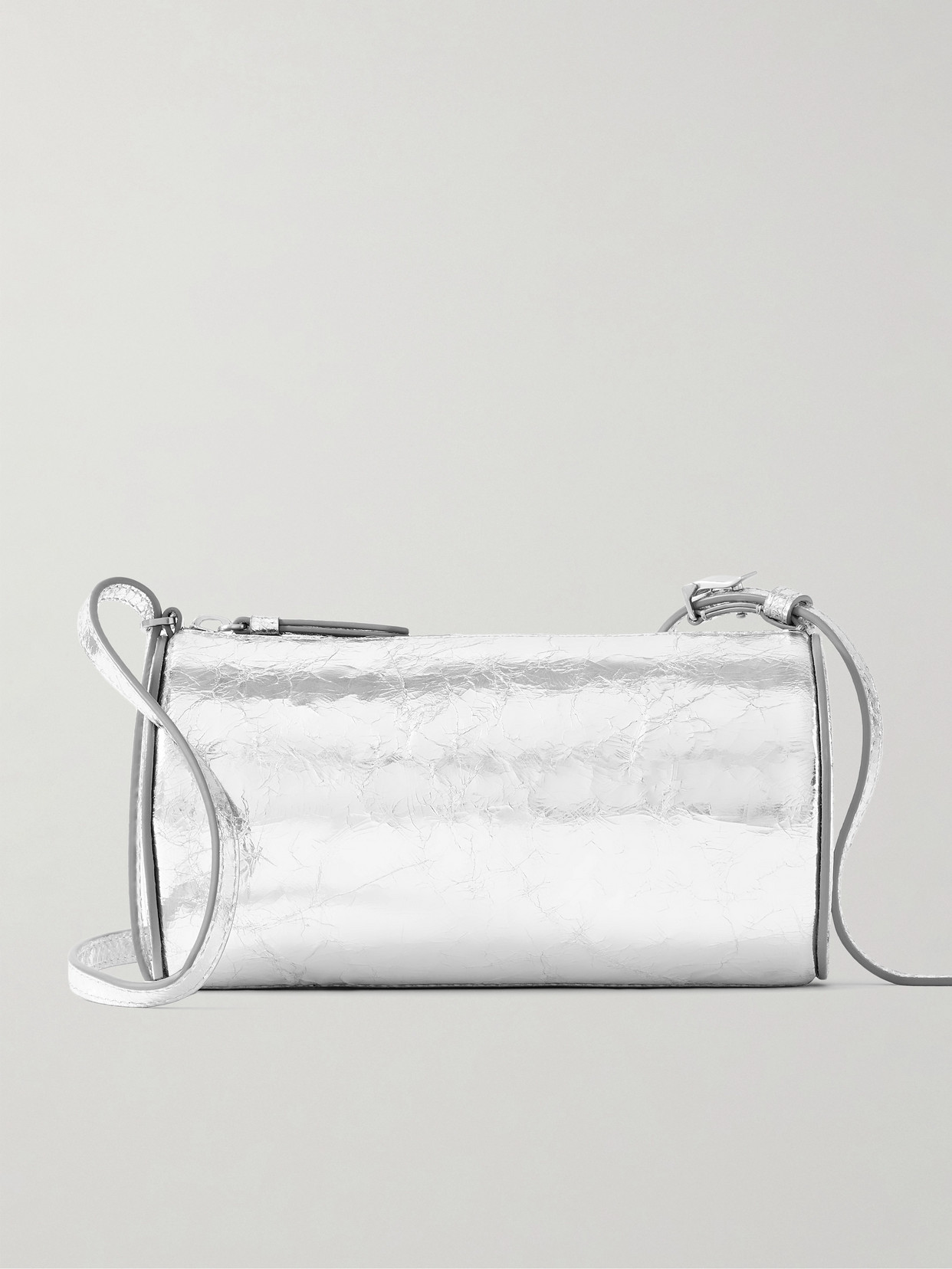 Proenza Schouler Silo Metallic Crinkled-leather Shoulder Bag In Silver
