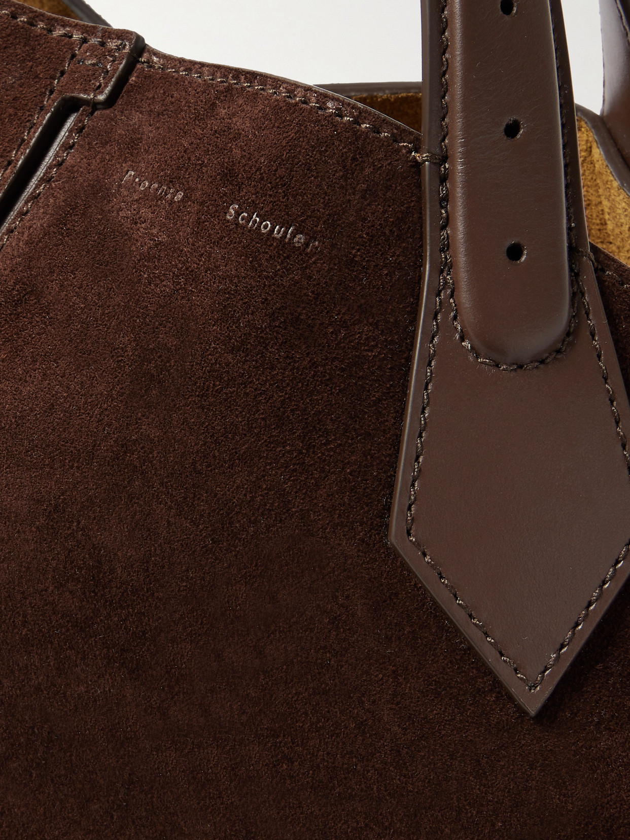 Large Chelsea Leather-Trimmed Paneled Suede Tote