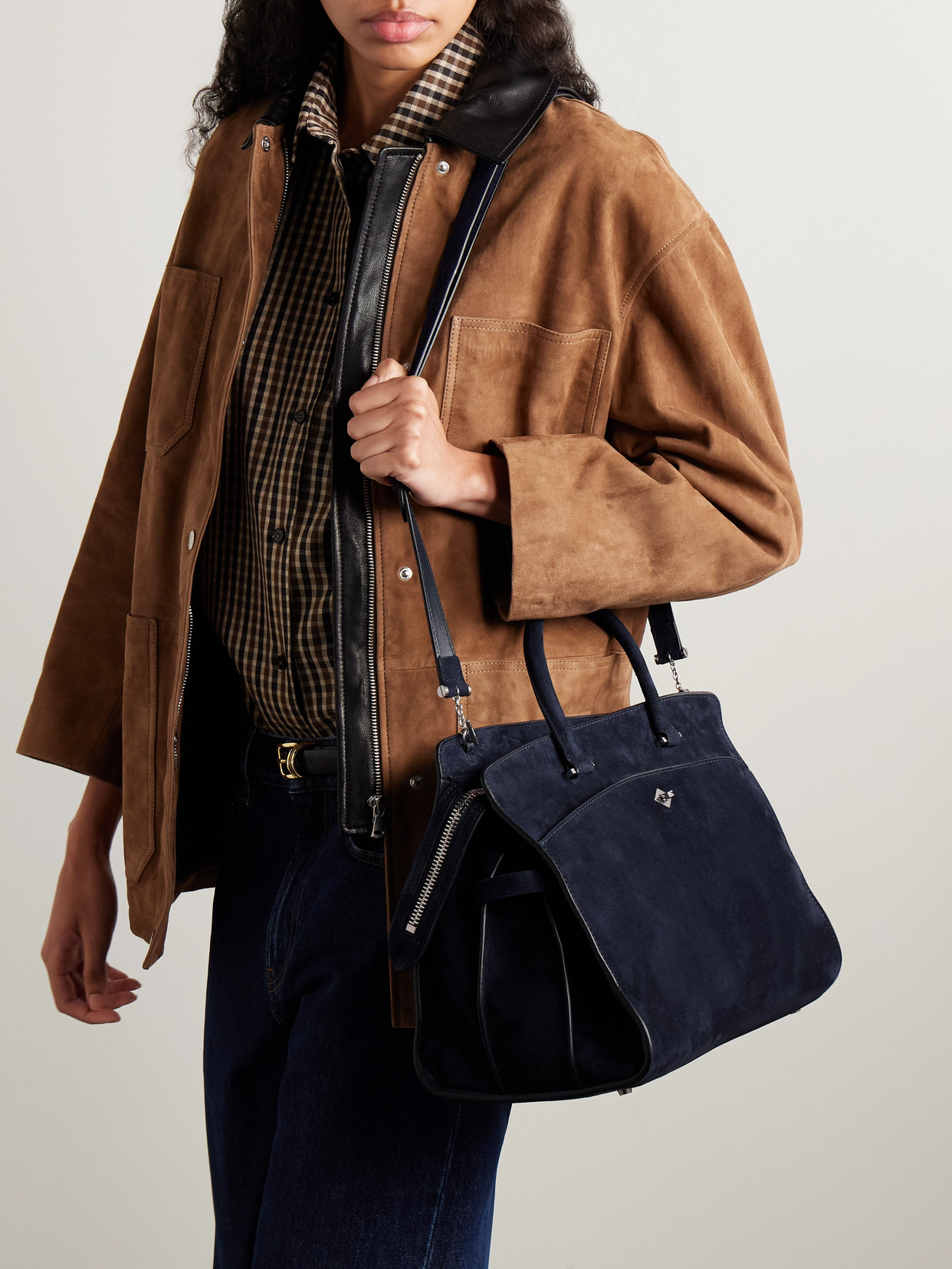 Metier Private Eye Suede Tote In Blue