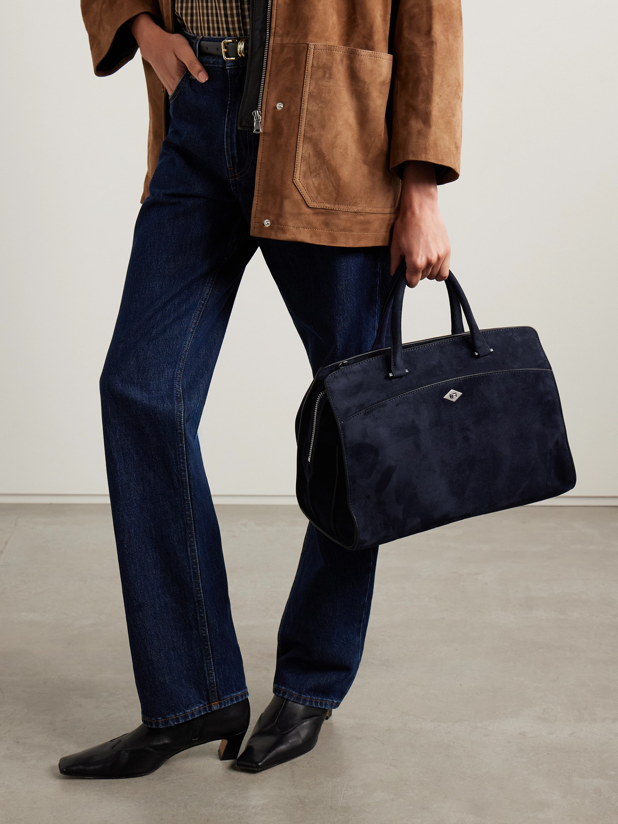 Metier Private Eye Suede Tote In Blue