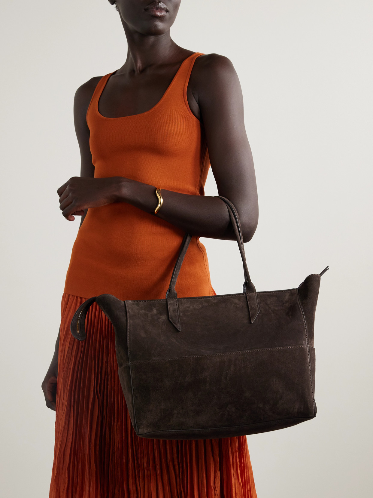Metier Incognito Small Paneled Suede Tote