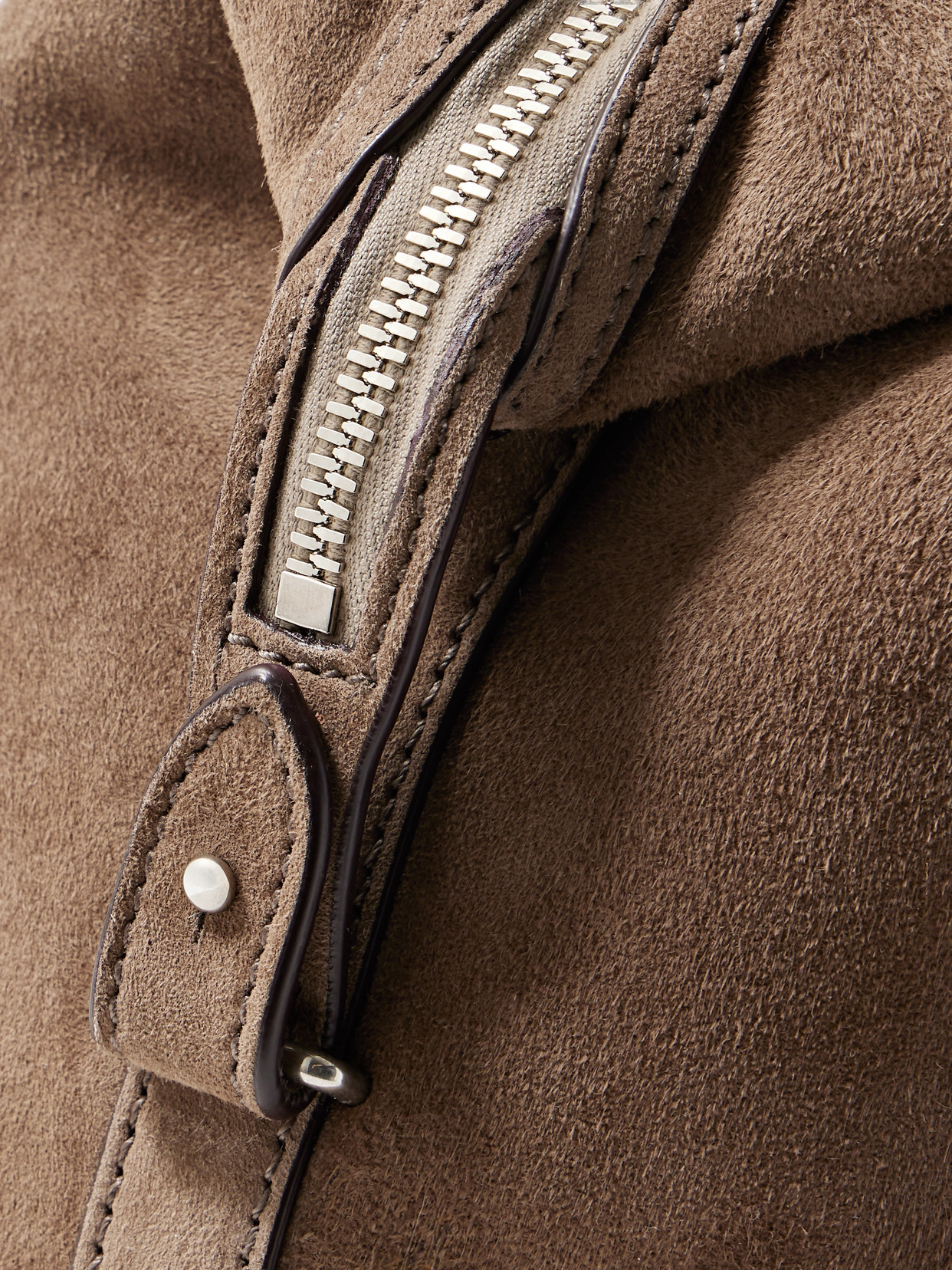 Metier Vérité City Medium Braided Leather-trimmed Suede Tote In Brown