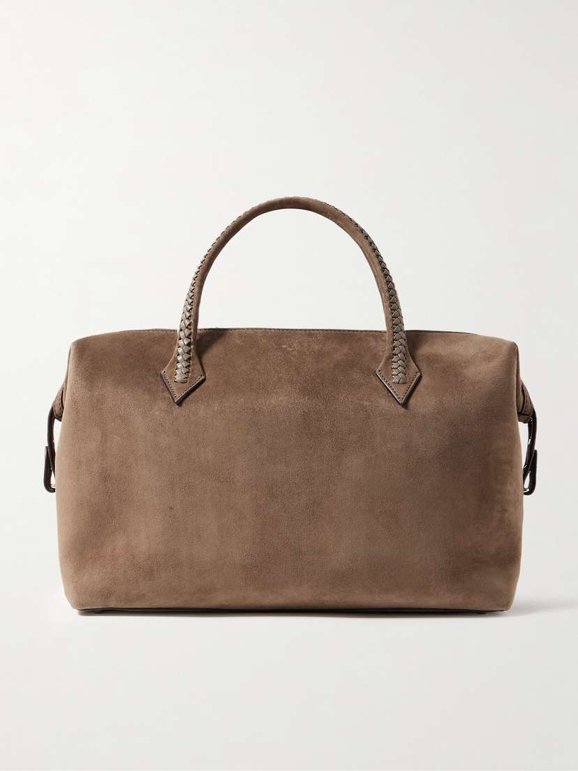 Métier Vérité City Medium Braided Leather-trimmed Suede Tote