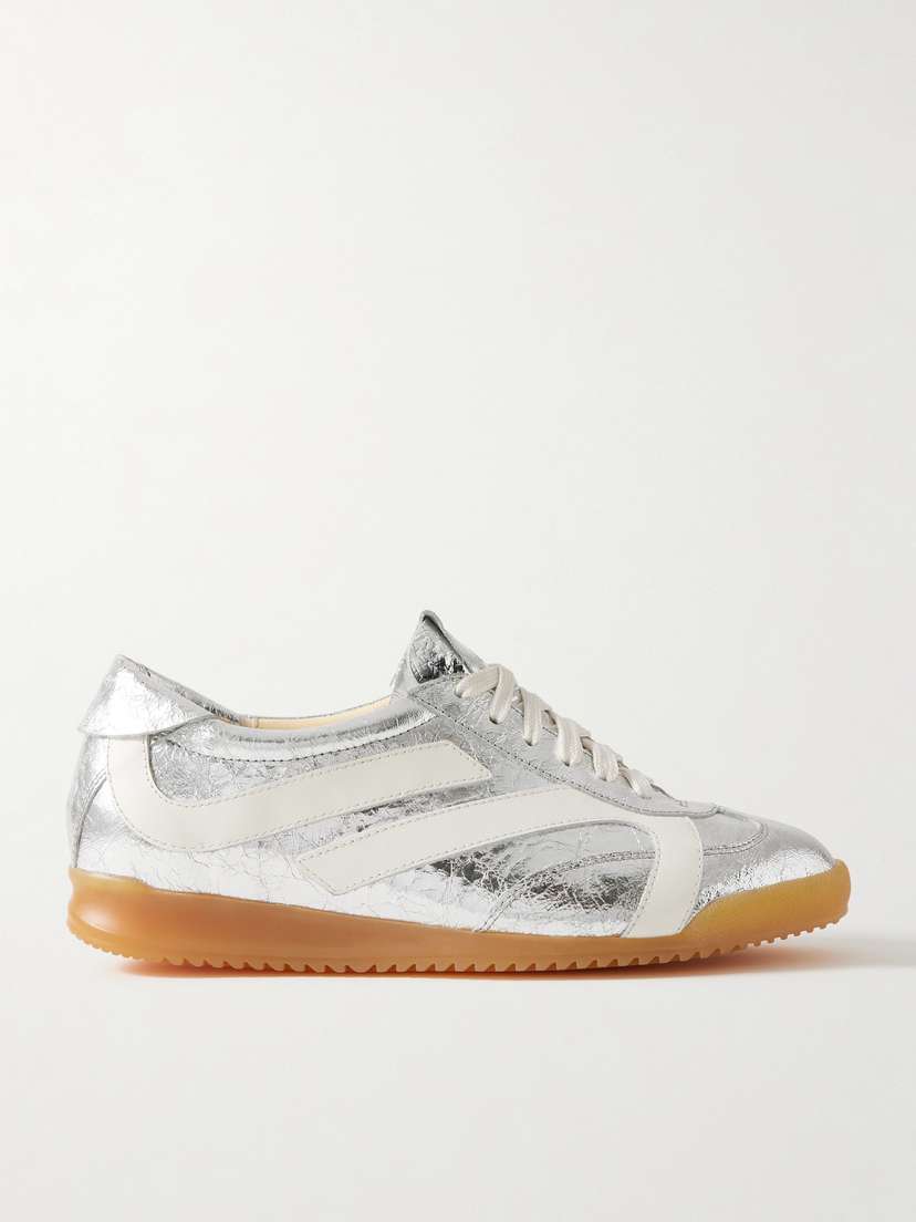 Proenza Schouler Track Paneled Metallic Crinkled-leather Sneakers