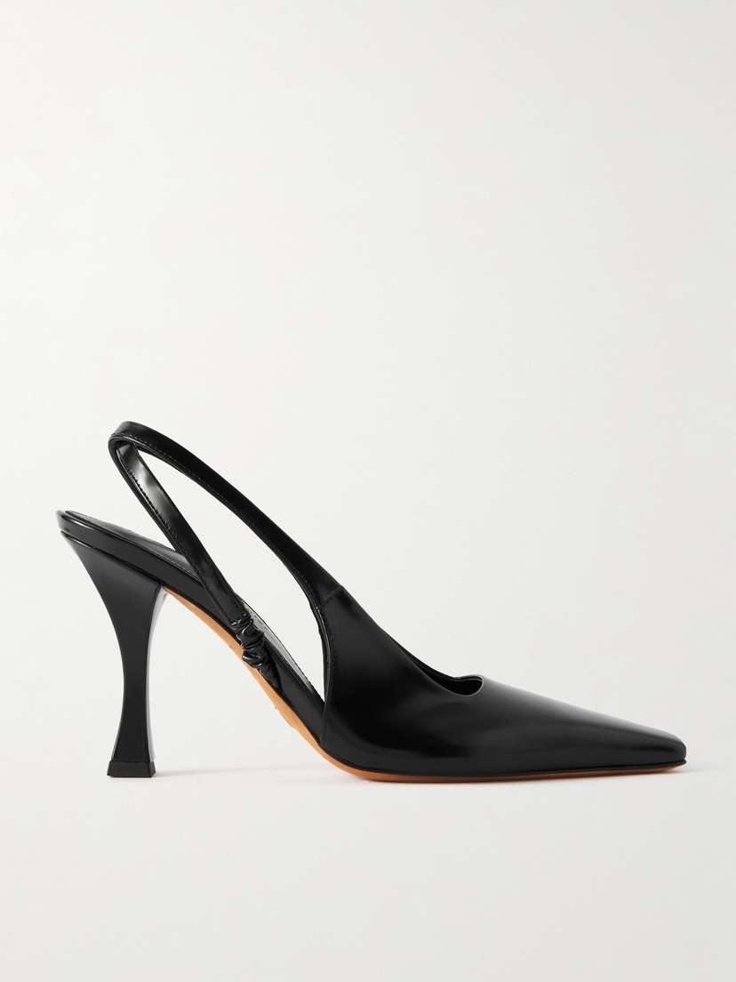 Proenza Schouler Trap Glossed-leather Slingback Pumps