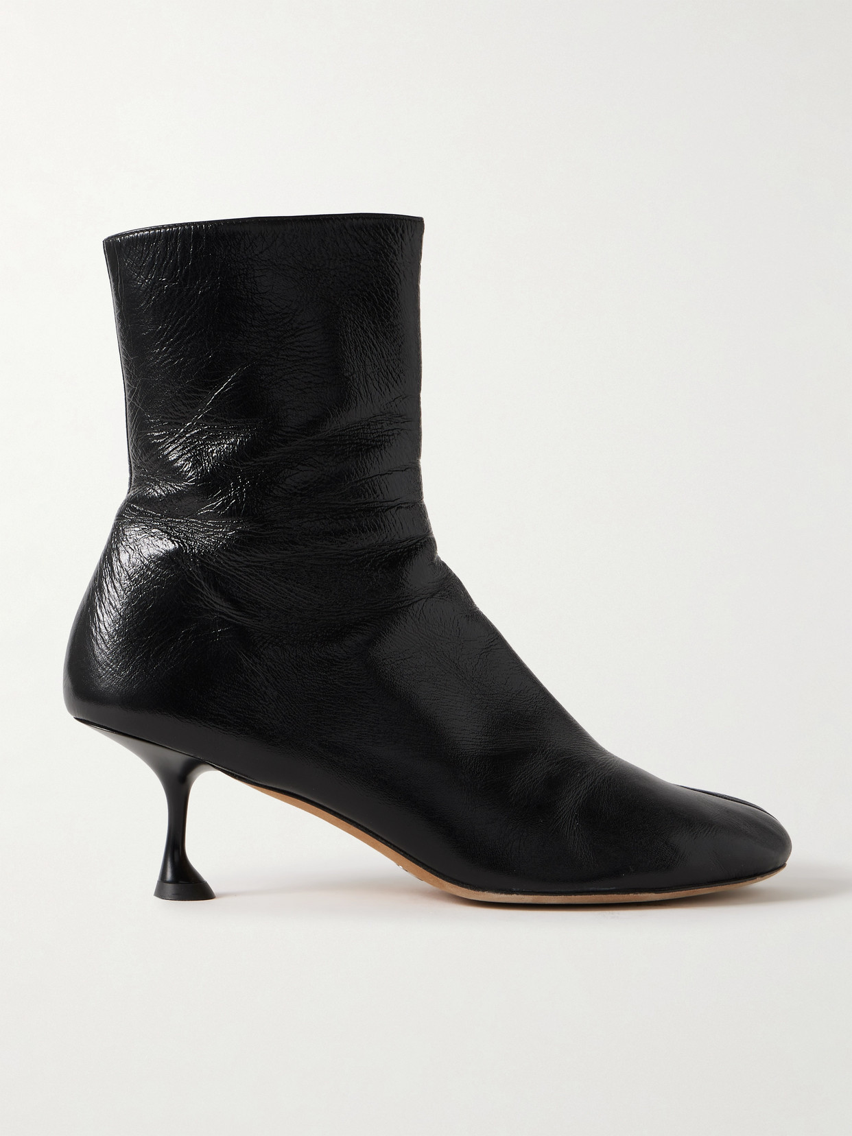 Proenza Schouler Tee Crinkled-leather Ankle Boots In Black