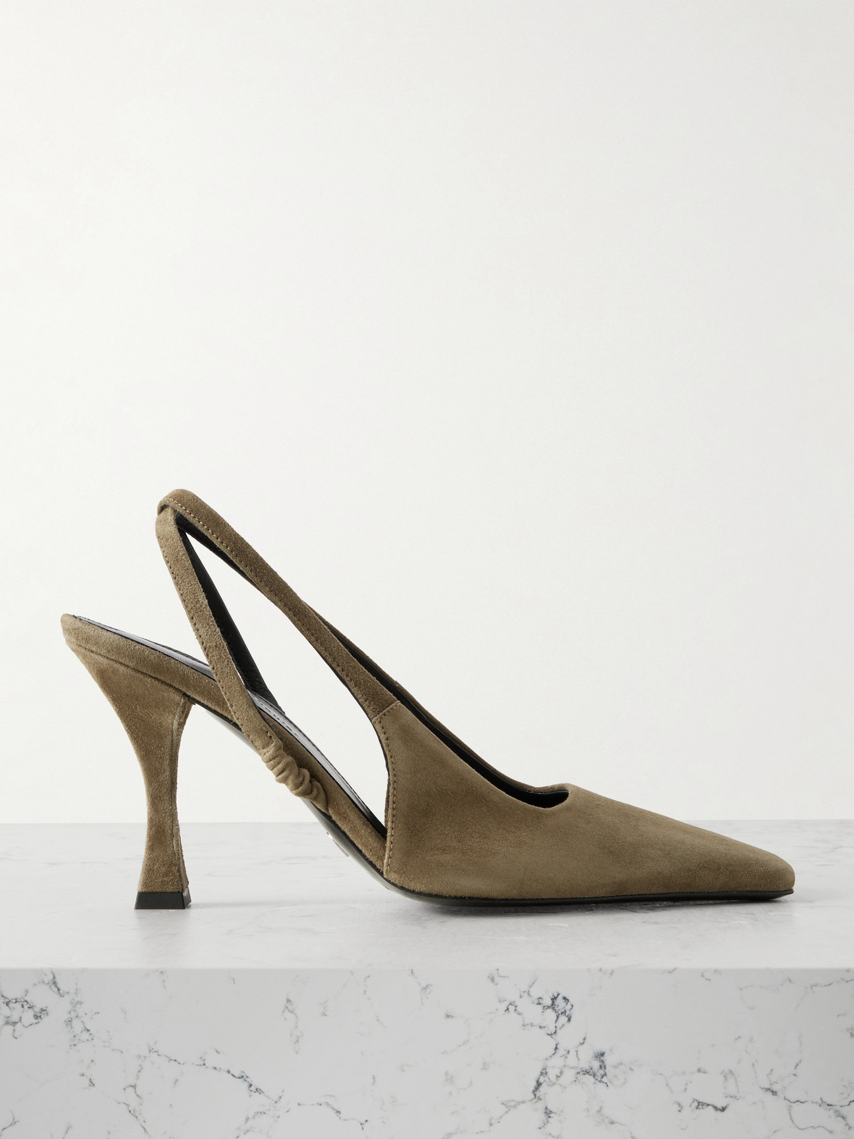 Proenza Schouler Trap Suede Slingback Pumps In Green