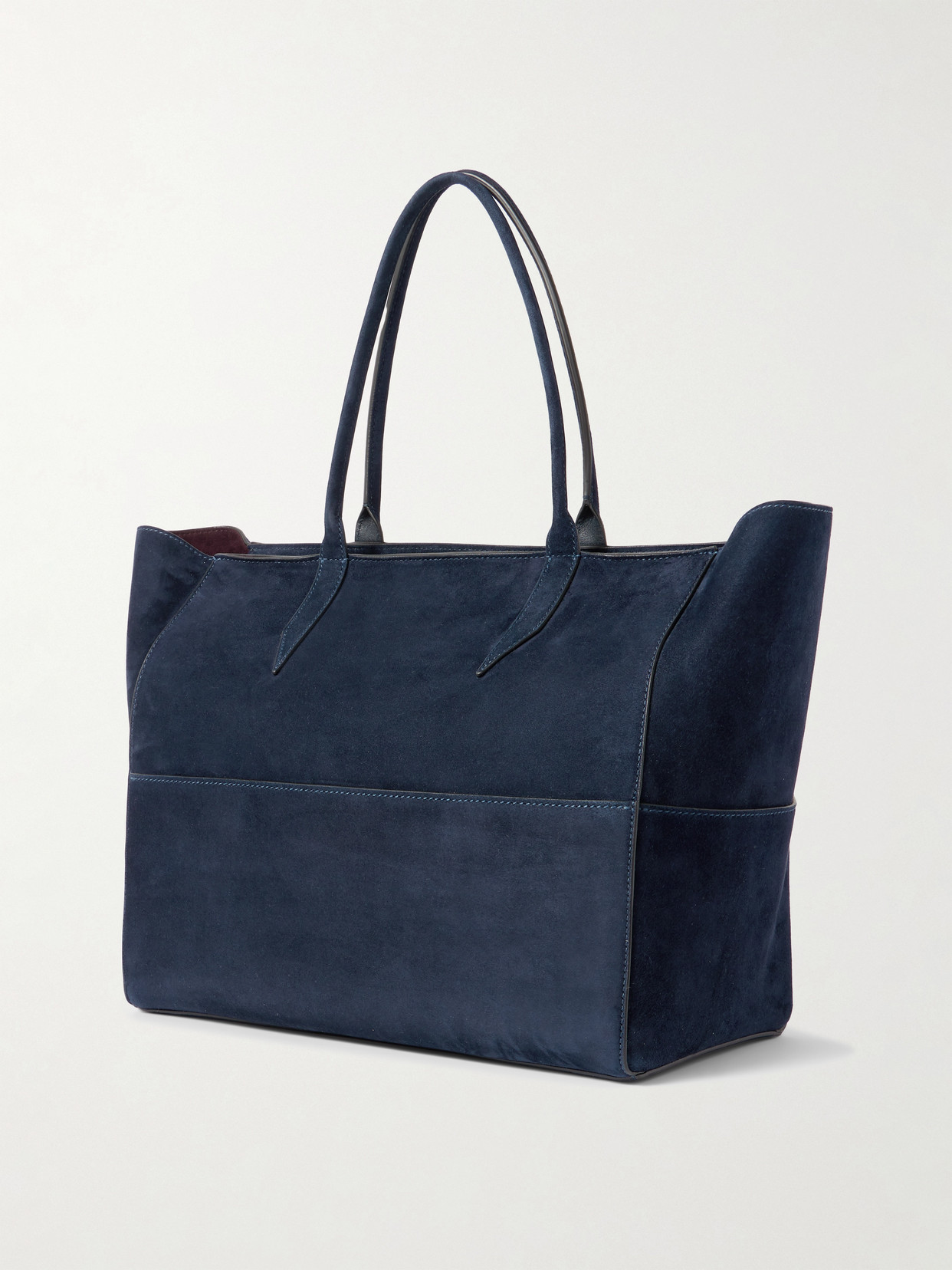 Metier Incognito Small Paneled Suede Tote In Blue