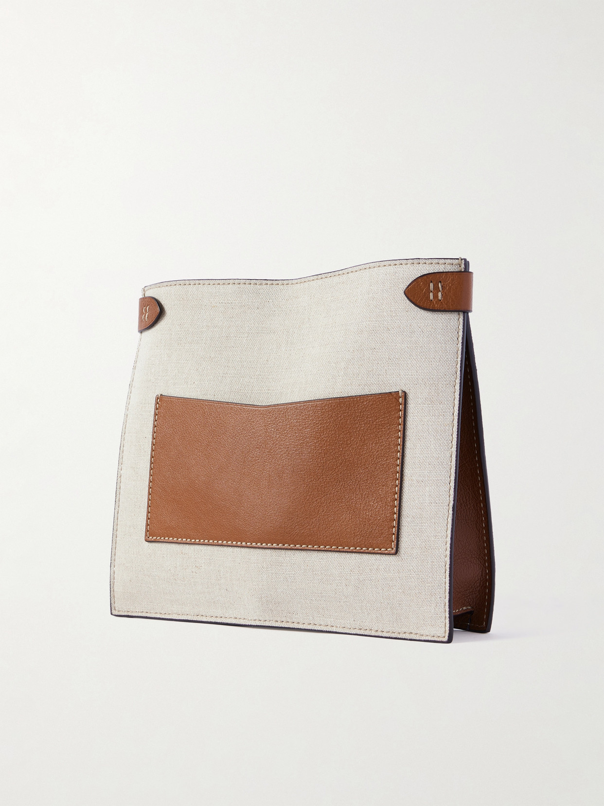 Metier Stowaway Leather-trimmed Linen Shoulder Bag