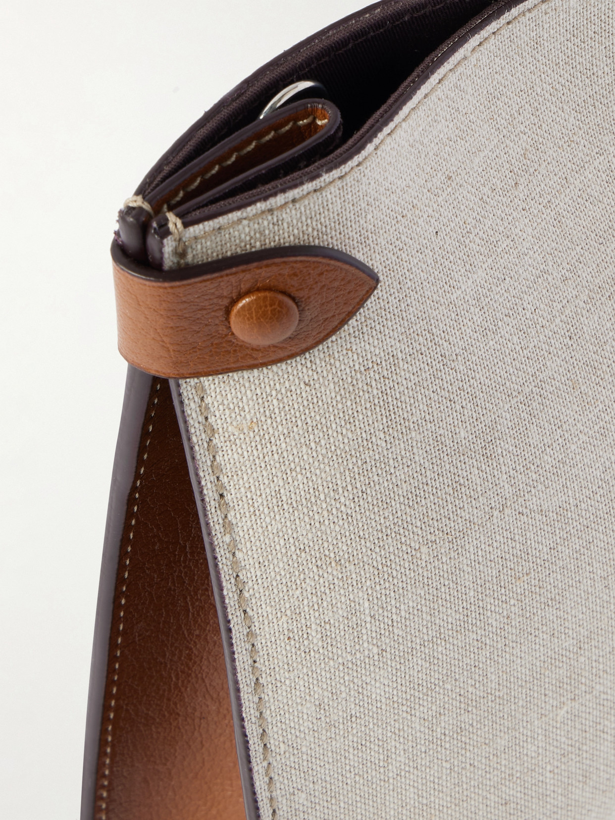 Metier Stowaway Leather-trimmed Linen Shoulder Bag