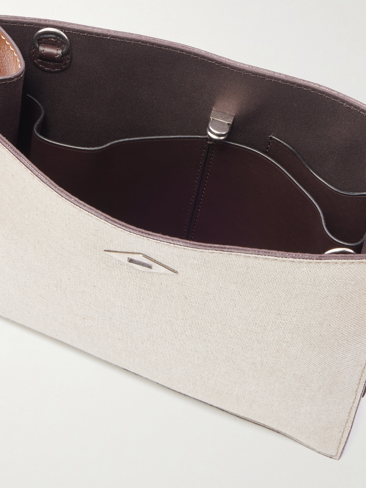 Metier Stowaway Leather-trimmed Linen Shoulder Bag