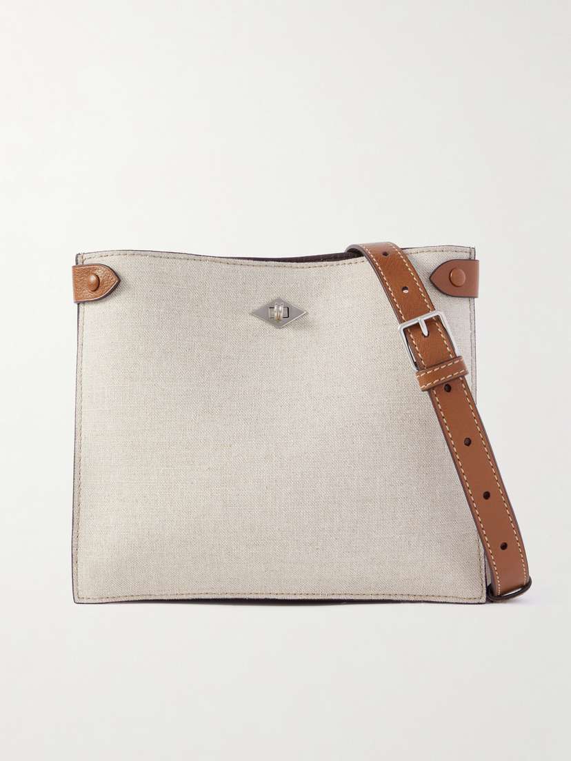 Métier Stowaway Leather-trimmed Linen Shoulder Bag