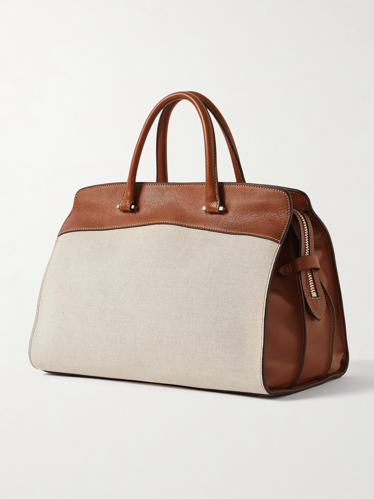 Metier Private Eye Leather And Linen Tote In White
