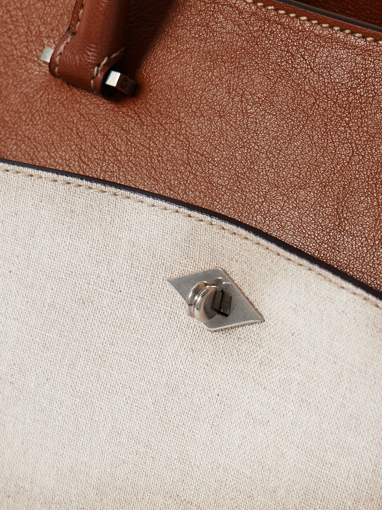 Metier Private Eye Leather And Linen Tote In White