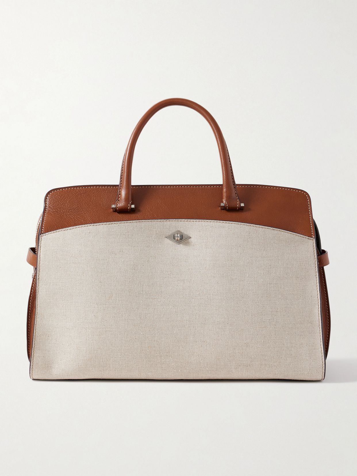 Private Eye leather and linen tote