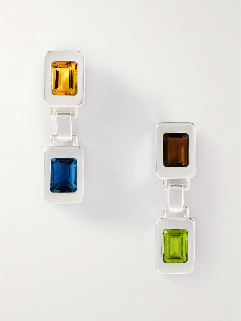 Loren Stewart Roca Link Silver Multi-stone Earrings